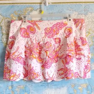 Lilly Pulitzer Pink Tiered Scallop Mini Skirt 10